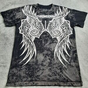 Throwdown Premium Tshirt Adult XLarge Short Sleeve Black Wings Affliction Style